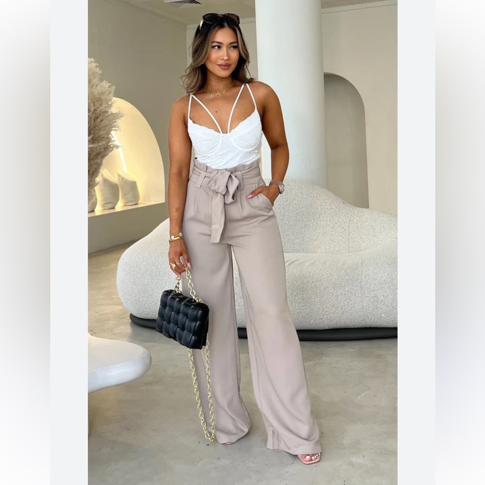 Sand Wide leg Trousers - Picture 2 of 12